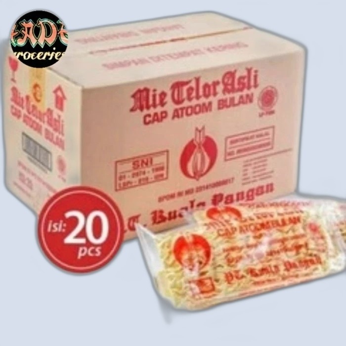 

Ready Mie Telor Mi Telur Asli Cap Atoom Bulan 200G X 20 = 1Dus Nodle Egg Yellow