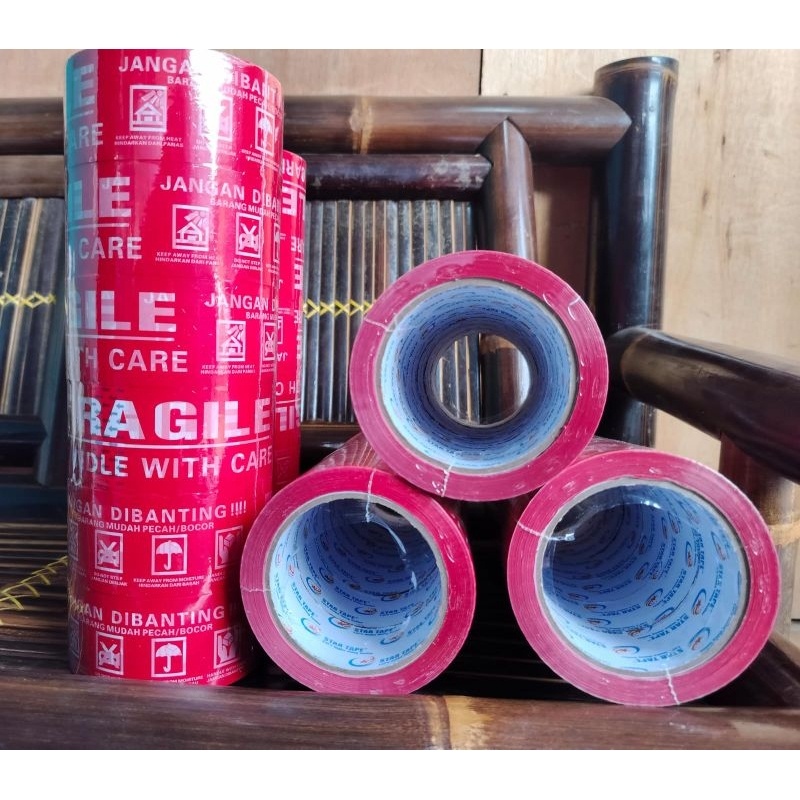 

iK! LAKBAN FRAGILE 6PCS 48MM X 100YARD LAKBAN JANGAN DIBANTING MERAH / PUTIH