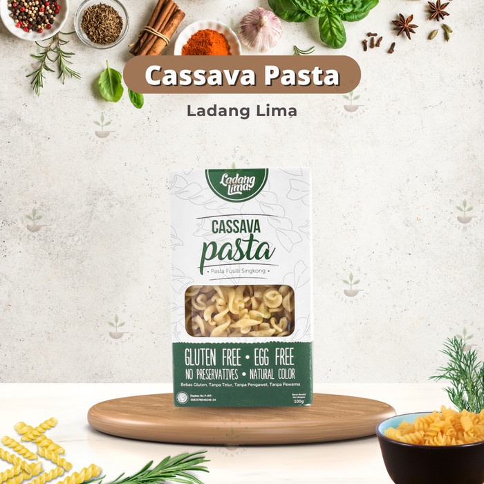 

Ready Ladang Lima Pasta Fusili Cassava - Cassava Pasta Fusili Gluten Free 100 Gram - Pasta Singkong