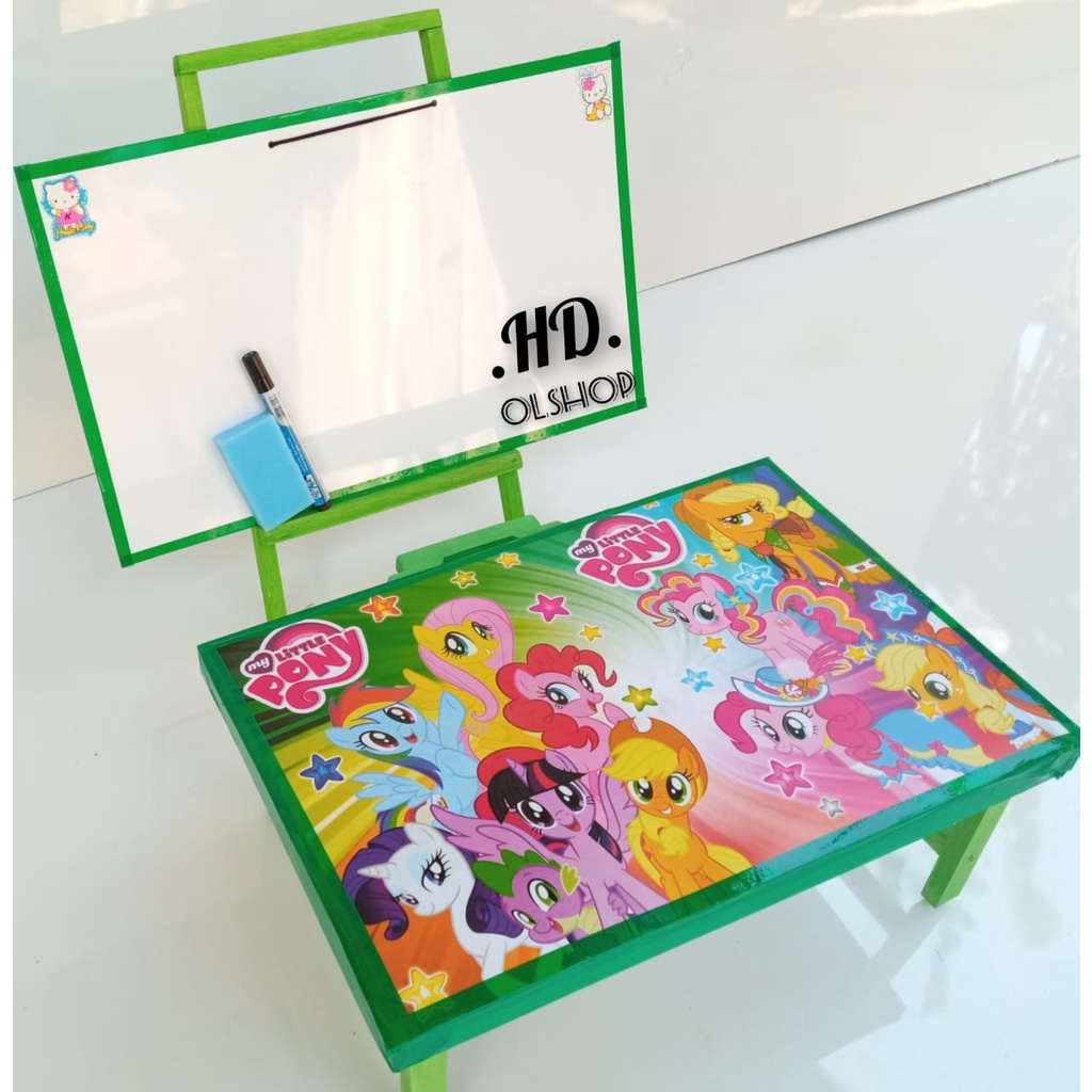 

iK! Paket hemat Alat belajar anak Papan tulis penyangga dan meja belajar lipat