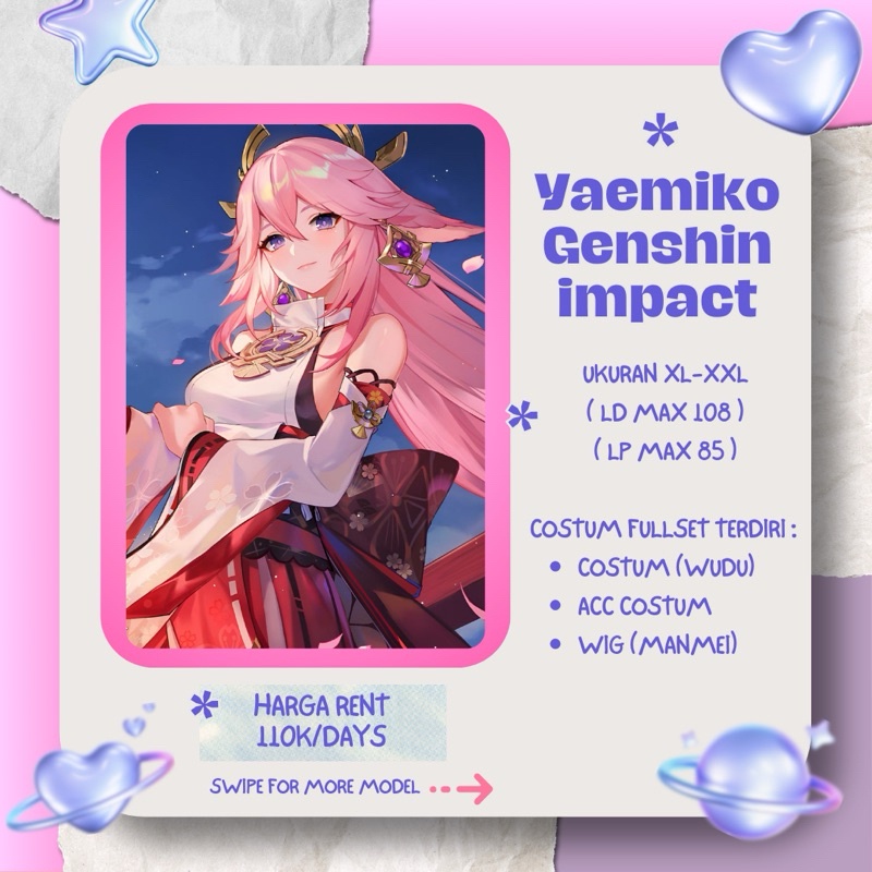 SEWA / RENTAL COSPLAY YAEMIKO GENSHIN IMPACT XL