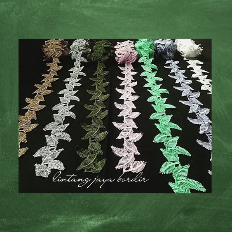 renda bordir daun roll organdi