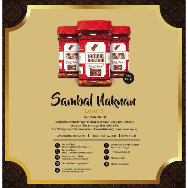

HJK Sambal Naknan Bawang Level 3 (Pedas) ~ Tingkat Pedas 20.000 SHU