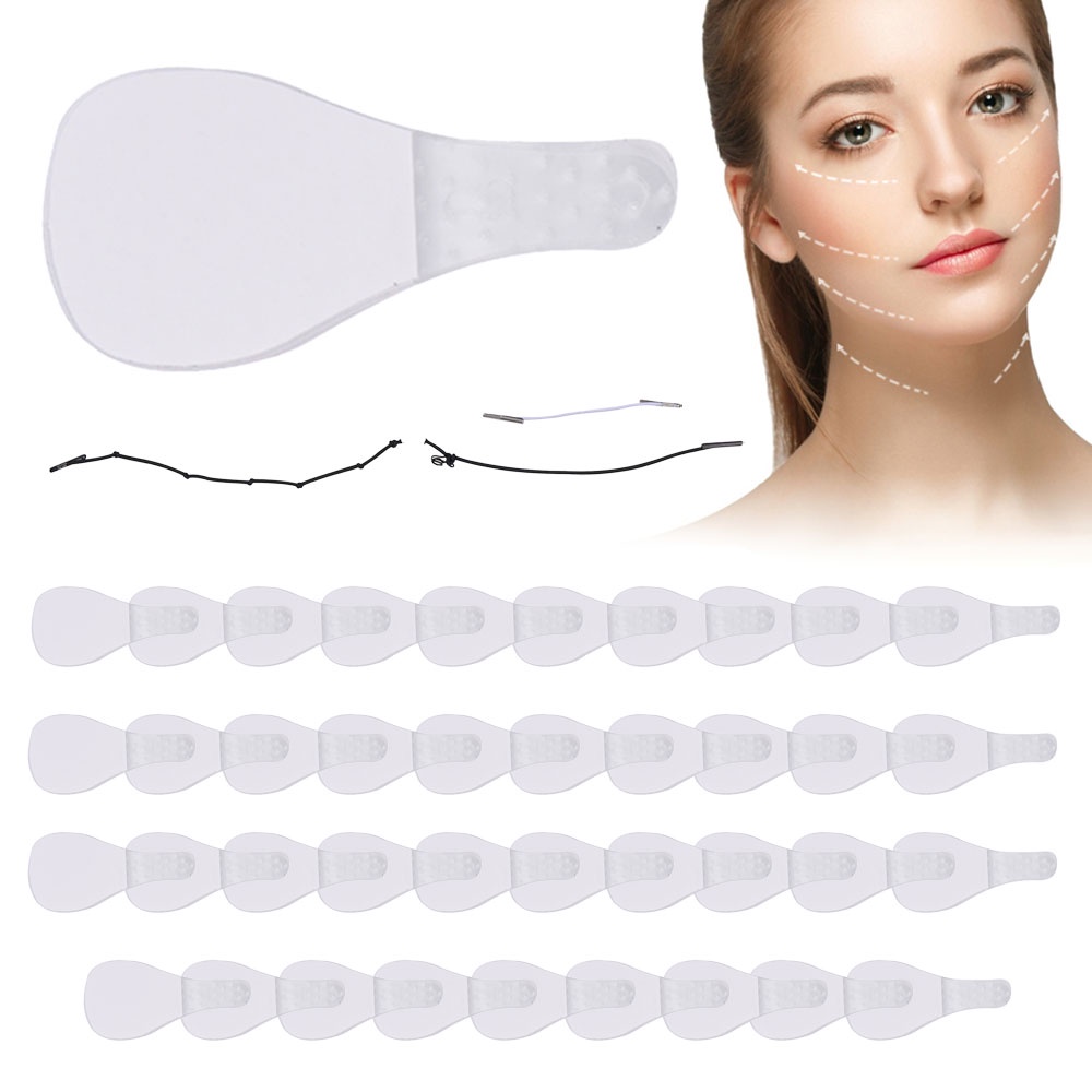 40Pcs Face Lift Tape Instant Invisible Face Lift Sticker Breathable Elastic Wrinkle Lifting Patch V-