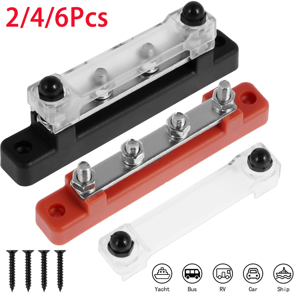 150A 48V M6 Bus Bar Terminal Battery Power Distribution Block with Cover 4Way Terminal Block Positiv