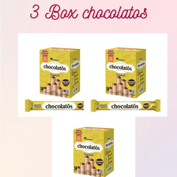 

3 Box wafer roll chocolatos isi 72 pcs Chocolate Food Snack Toples Coklat Cemilan Susu Biskuit