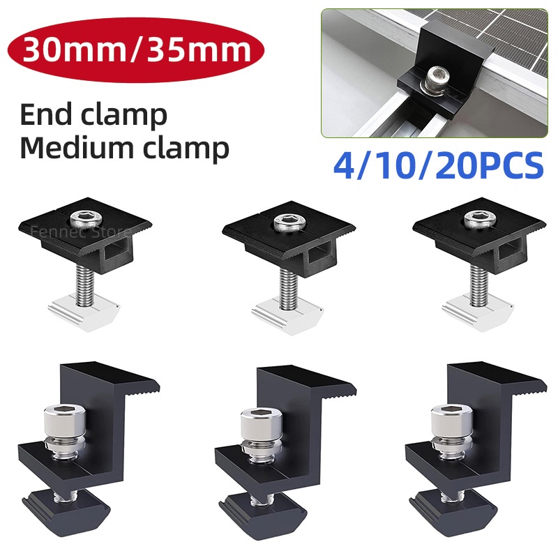 Solar Panel Mounting Fixing Clamp Adjustable Bracket End & Mid Clamp PV Panel Clip for Solar Panel P