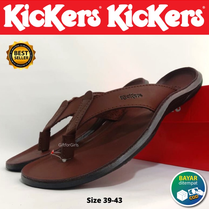 KICKERS ORIGINAL SENDAL JEPIT KULIT ASLI PRIA SANDAL COWOK FORMAL