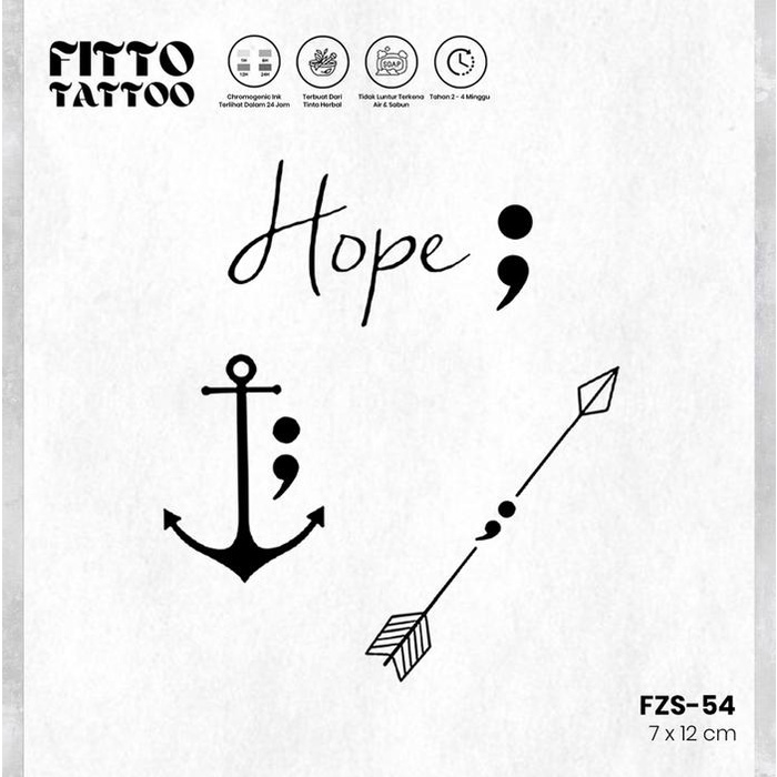 tato temporer semi permanen tattoo fruit ink tatto stiker semicolon quotes tatoo Temporary