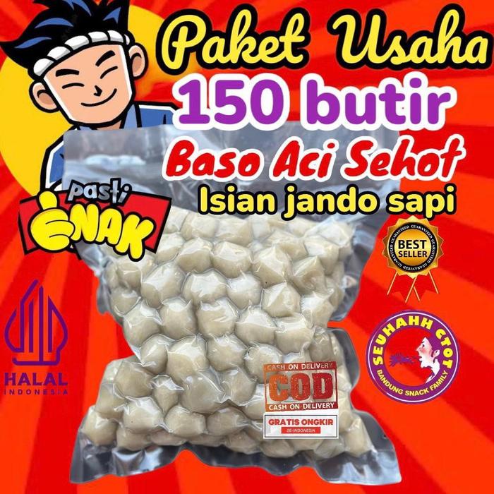 

Paket Usaha 150 butir Baso aci Sehot Isi Jando/Tetelan Sapi Food Instan Kuah Pedas Cireng