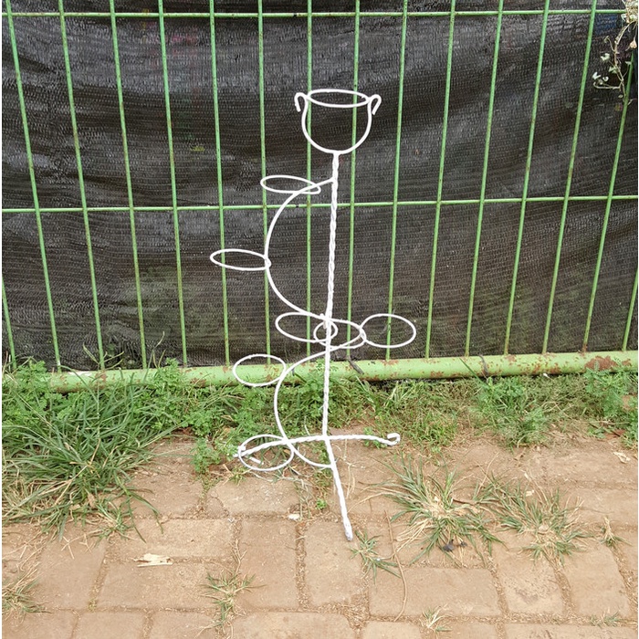 Promo Terbatas Rak Besi Pot Bunga / Kaktus Lingkar Isi 7 Pot 10 Putih Gojek Onl Putih Aman