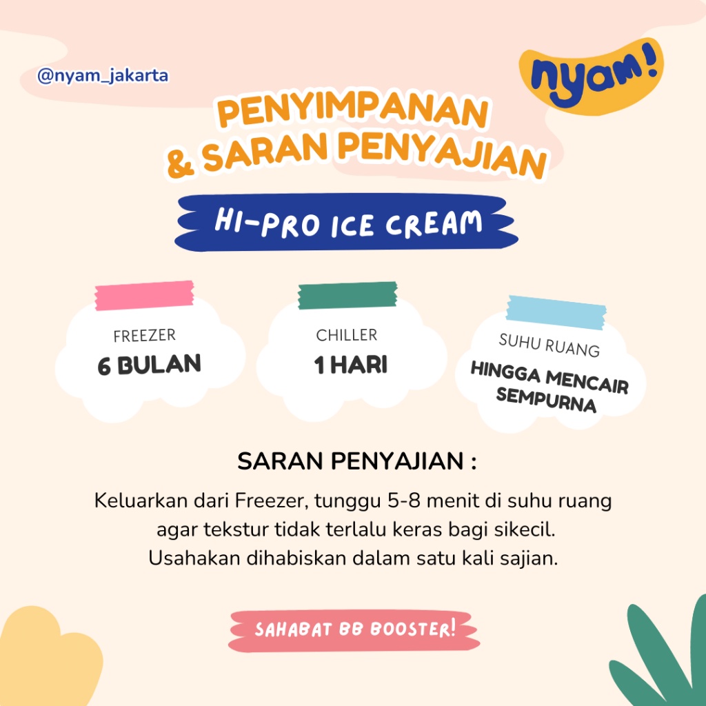 

NYAM ESKRIM - baby food Hi-Pro ICE CREAM Es Krim Nyam BB booster (NON Pengawet Pemanis Pewarna)