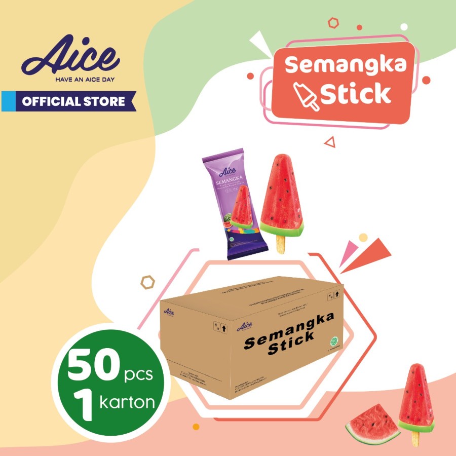 

AICE Ice Cream Semangka Stick 65g Es Krim (1 karton = 50 pcs) Eskrim