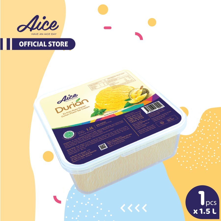 

Aice Ice Cream Durian 1.5L Es Krim isi 1 pcs Eskrim rasa durian