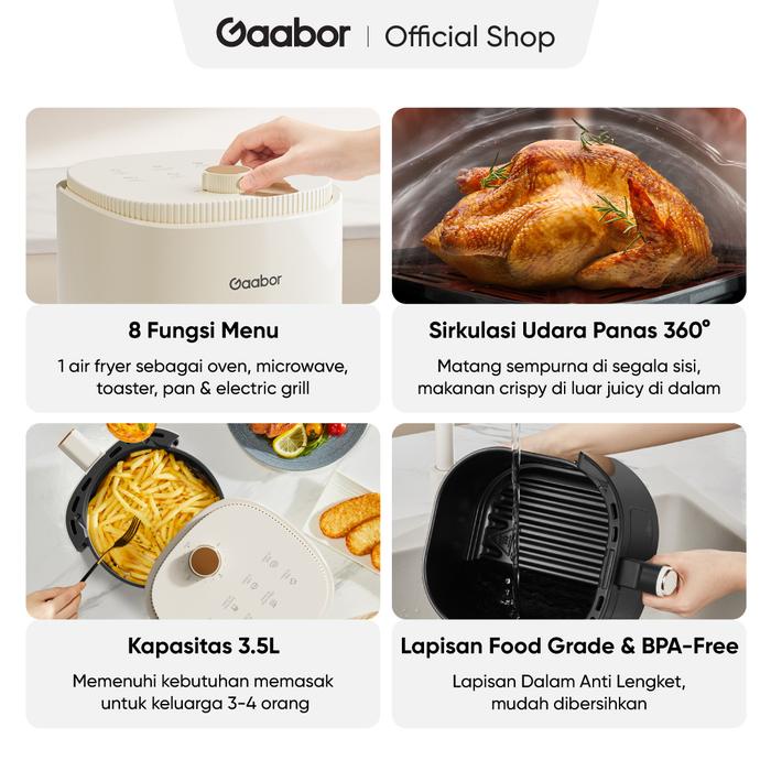 [Exclusive Tokomamagigi] Gaabor Air Fryer 3.5L Mesin Penggorengan Tanpa Minyak Low Watt + Gaabor