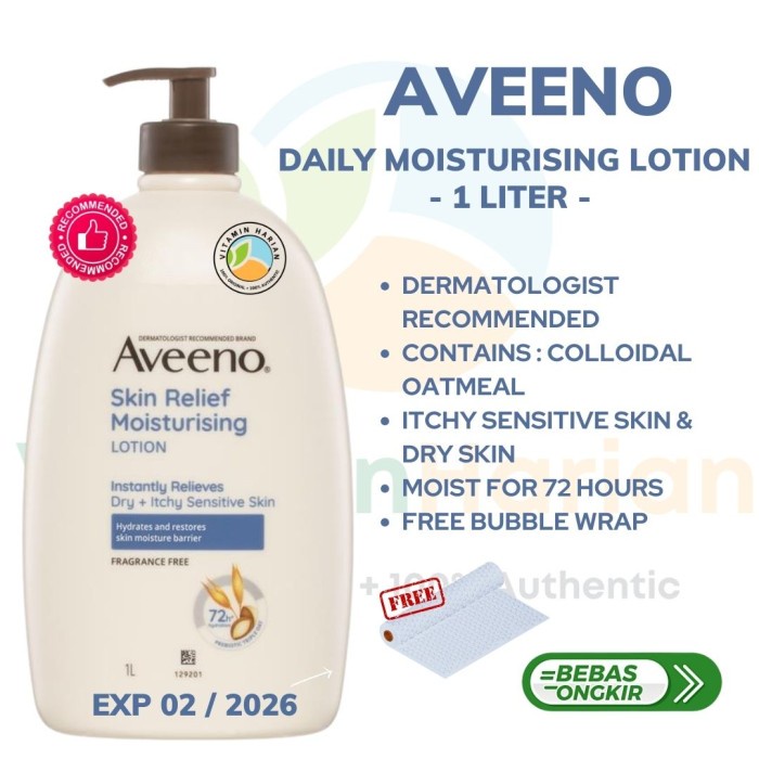 Aveeno Daily Moisturising Lotion Skin Relief 1 Liter 1000Ml Best Seller