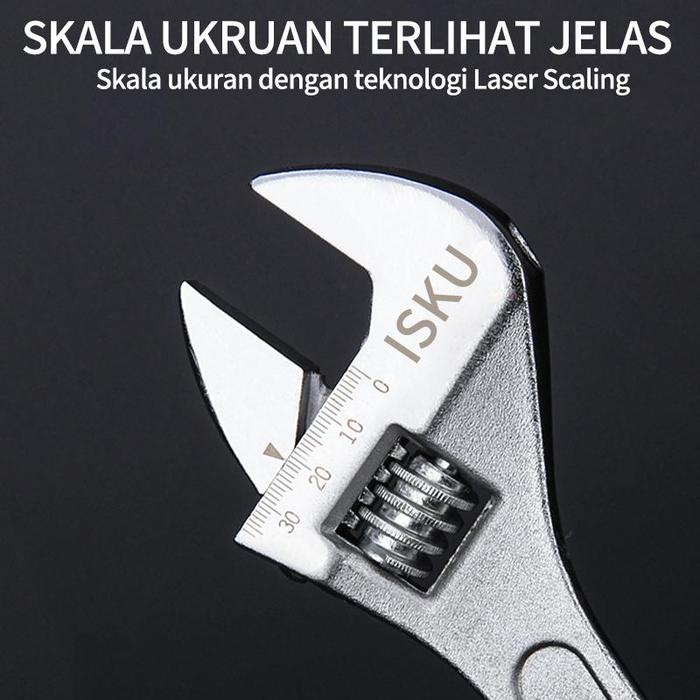 NEW ISKU Kunci Inggris 8"-12'' / Tools- Alat Perkakas Adjustable Wrench logam