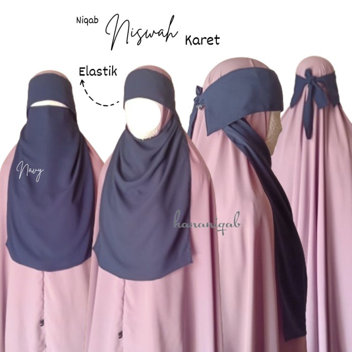 Cadar Bandana Poni Karet NiswahHananiqabSifon Silky Adem Warna Hitam New Product