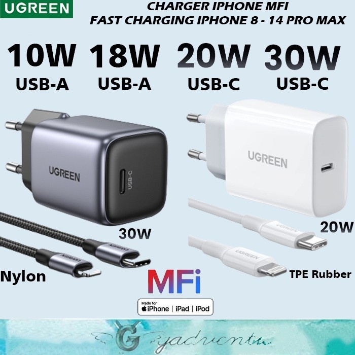 Sale Ugreen Charger Set Iphone Mfi Usb A Pd Type C To Lightning Fast Charging Untuk Iphone 8 X Xr