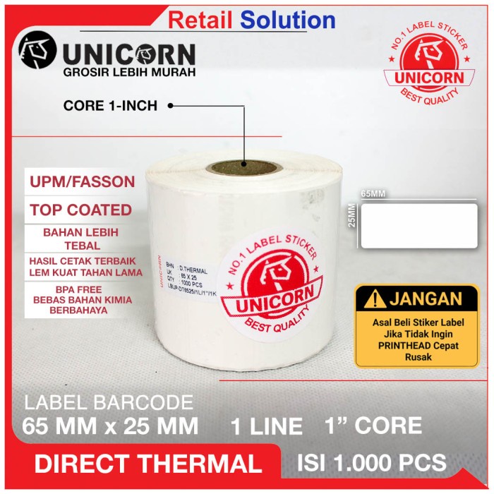 

ATKJaya- Stiker Barcode Label Thermal - 65x25 mm / 65x25mm / 65 x 25 mm