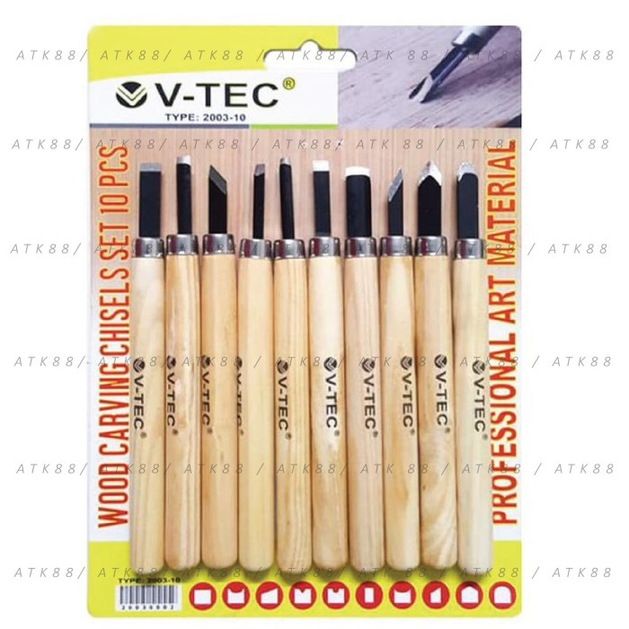 

ATKJaya- Pisau Ukir Pahat Kayu Set 10 pcs Vtec Type 2003 - 10