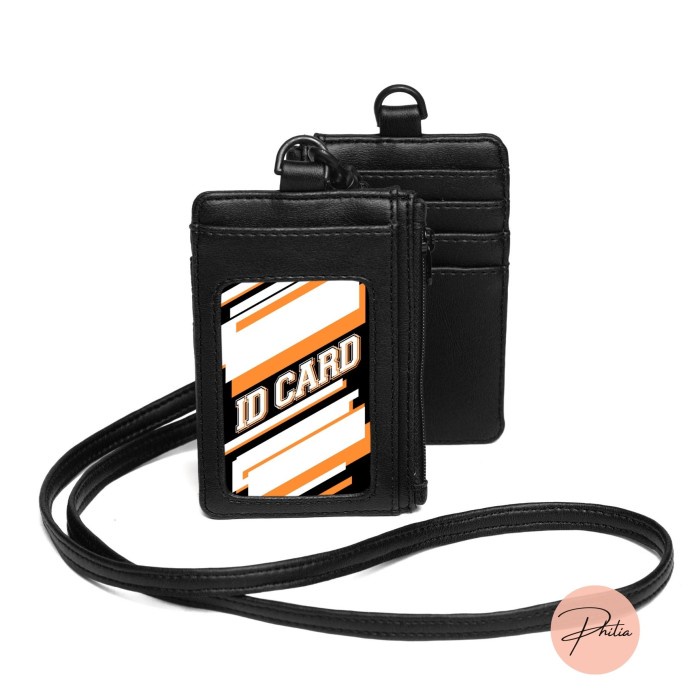 

ATKJaya- Name Tag Dompet ID Card Kulit ID Lanyard MELUWE HITAM