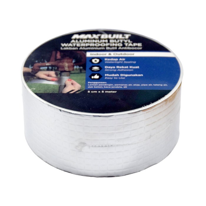 

ATKJaya- AZKO Maxbuilt 5 cmx5 mtr Isolasi Tahan Air Aluminium Butyl Rubber Isolasi Lakban Perekat