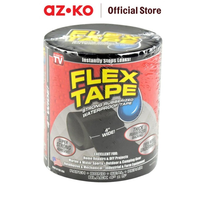 

ATKJaya- AZKO Flex Tape Isolasi Karet Tahan Air 10 Cm - Hitam