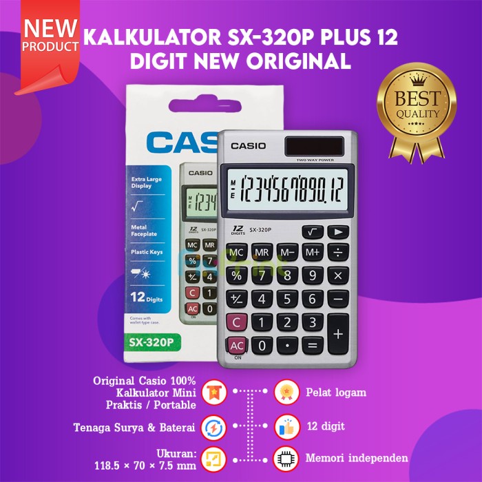 

ATKJaya- Casio SX-320P Kalkulator Saku Portable 12 Digit Calculator Pocket ORI