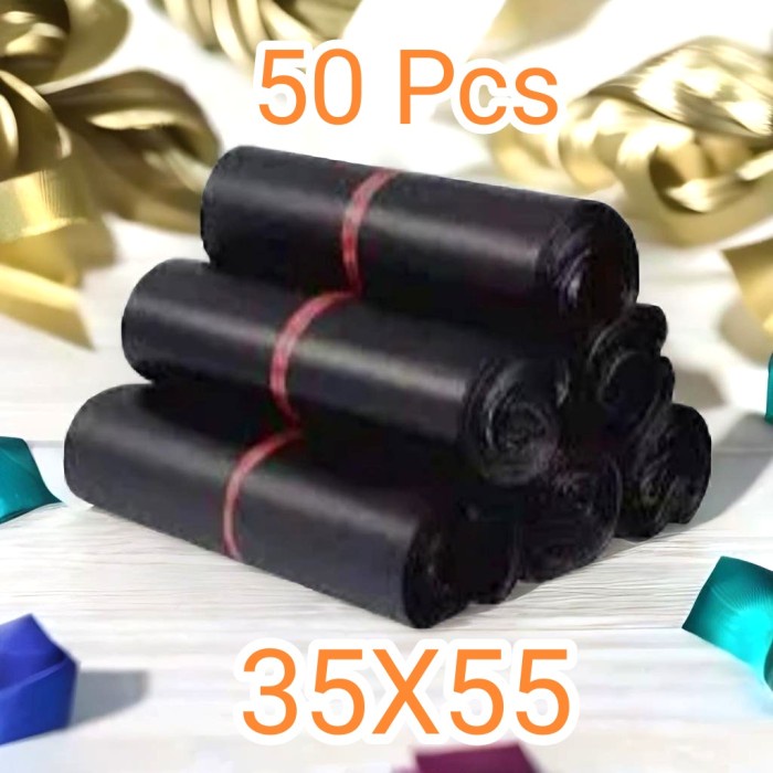 

ATKJaya- Polymailer HITAM plastik packing 35x55 PAHE 50 lbr glossy premium look