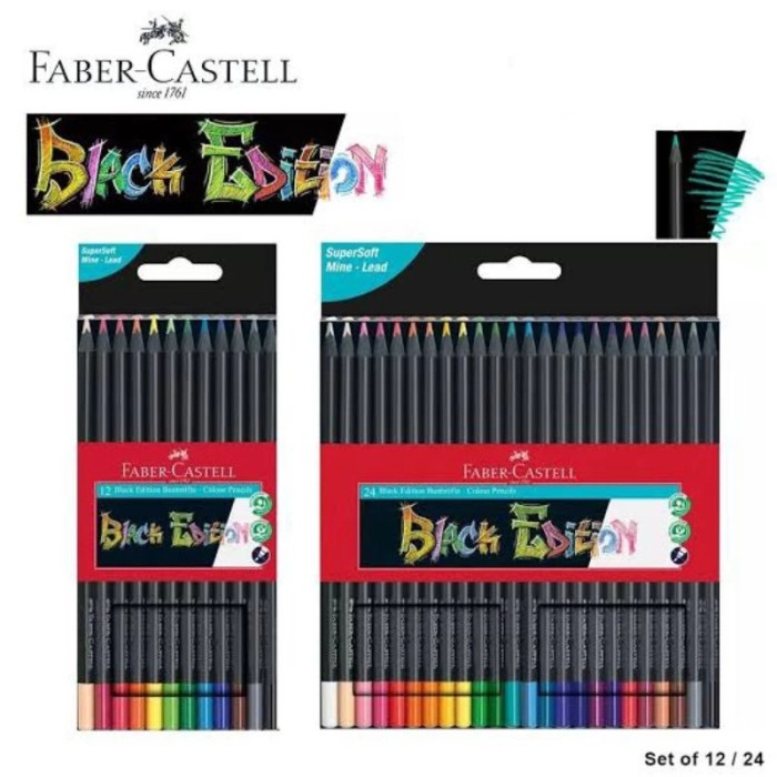 

FABER CASTELL COLOR PENCIL BLACK EDITION SET 12 24 PENSIL WARNA PEKAT
