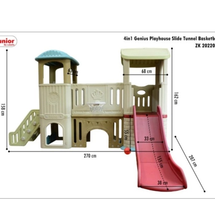 Paling Baik Perosotan Anak Playhouse Besar Mainan Anak Tk Slide Tunnel Basketball