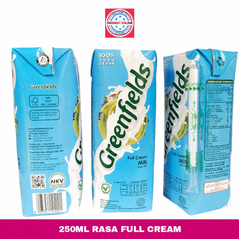 

Greenfields 250ml Full Cream 1 Karton Isi 32pcs