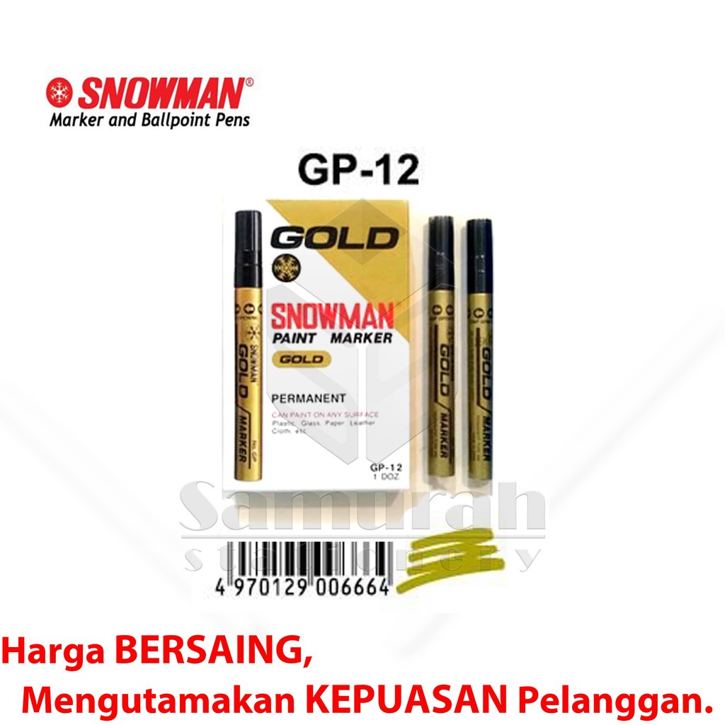 

IK! Spidol Paint Marker Snowman Permanent Besar 10 Warna - Emas Perak Putih Hitam k Kuning Merah