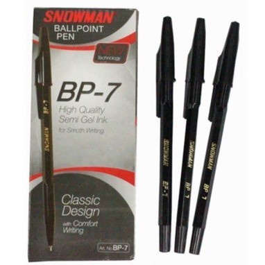 

IK! Pulpen Snowman BP-7 12 Pcs / Ballpoint Hitam 1 Box / Lusin