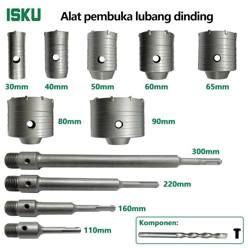 ISKU Mata Bor Hole Saw Lubang Tembok Beton Hole Saw Hollow Core Hole Saw Pelubang Beton Tembok Pipa