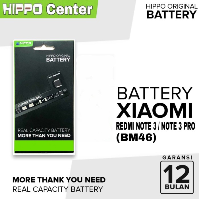 Hippo Baterai Xiaomi Redmi Note 3 Pro / Redmi Note 3 ( Bm46 ) 4000Mah