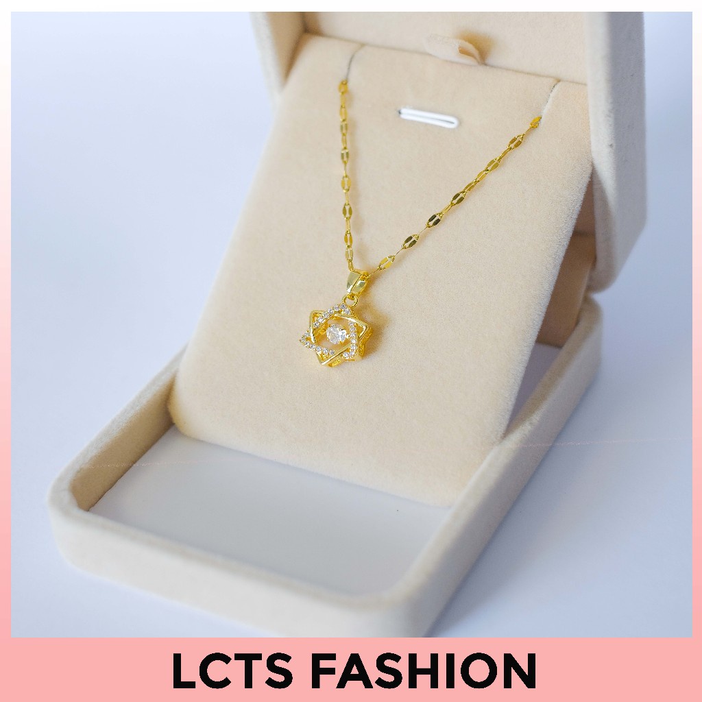 Kalung Wanita Bintang Berlian Imitasi Warna Emas LCTS Fashion
