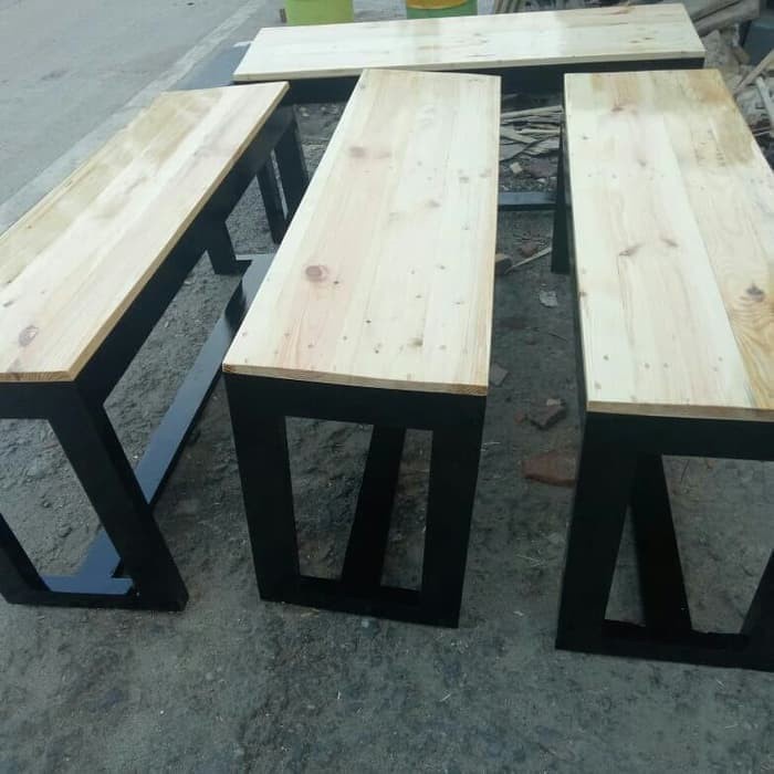 Kursi Kafe Panjang Bangku Kafe Resto Kayu Jati Belanda Mix Warna