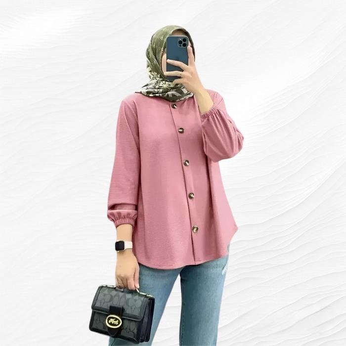 Sensasi Baru Kemeja Jumbo Ld120&105 Atasan Wanita Hijab Karina Blouse Kekinian Blus Tshirt Muslimah