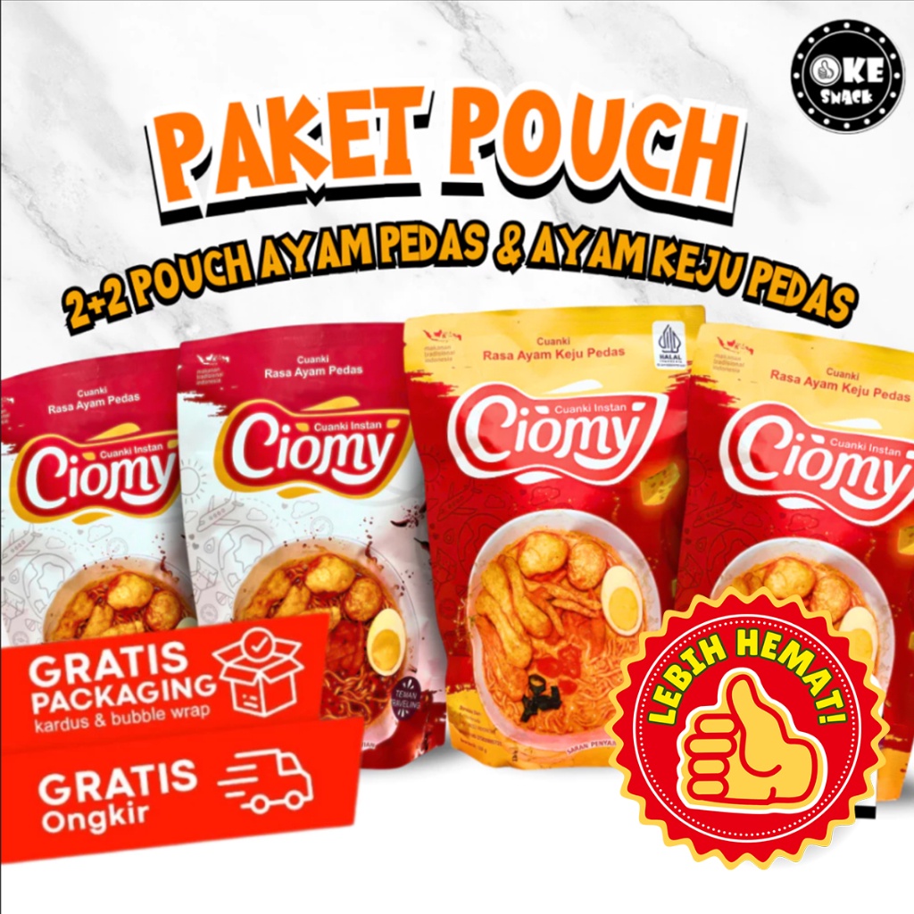 

Paket Hemat Ciomy Cuanki Pouch Ayam Keju Pedas + Ayam Pedas isi 4 pcs