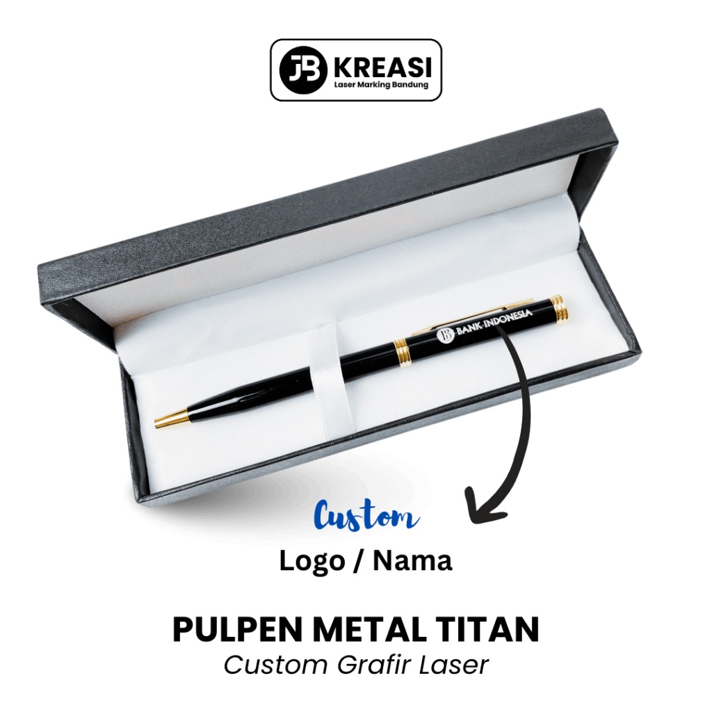 

Custom Pulpen Metal Titan Grafir Nama & Logo + Gift Box / Pen Promosi / Ballpoint Souvenir