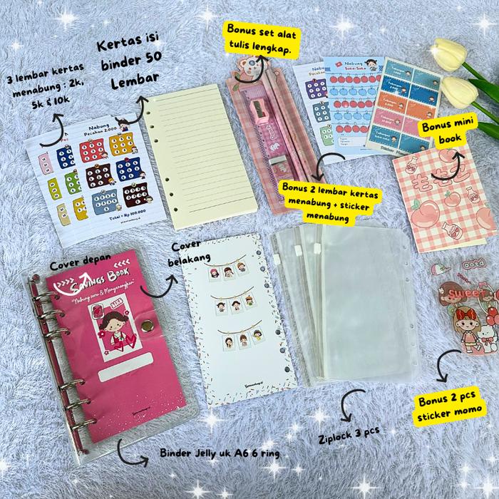 

[tmr] - Paket Binder Nabung Murah Lengkap Super Lucu A6, Binder Keuangan Lengkap