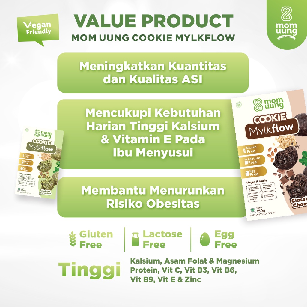 

HJ MOM UUNG COOKIE MYLKFLOW 150 GR CLASSIC CHOCO COOKIES COKLAT VEGAN KUKIS PELANCAR ASI MOM UUNG