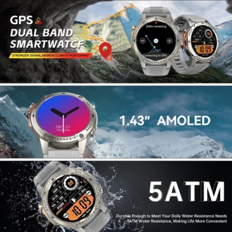 skmei dm56 pria smartwatch gps jam tanganMap 5ATManti air Altitude Air Pressure 170+Mode Olahraga