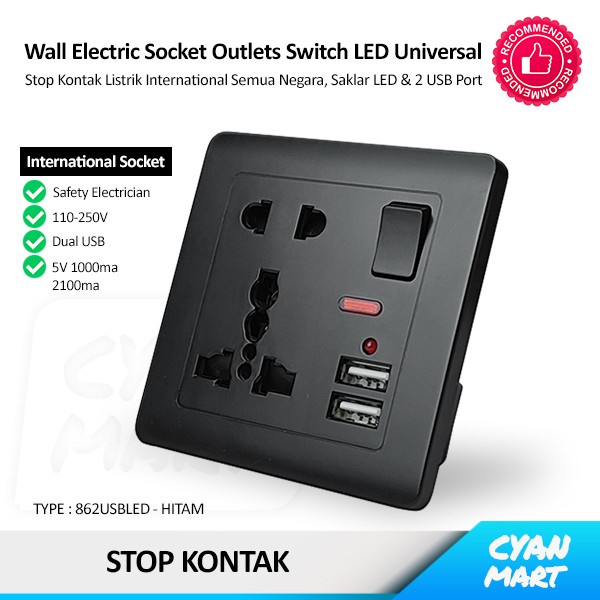 ..... Stop Kontak Colokan Listrik Dinding Tembok Inbow Global & Usb Port