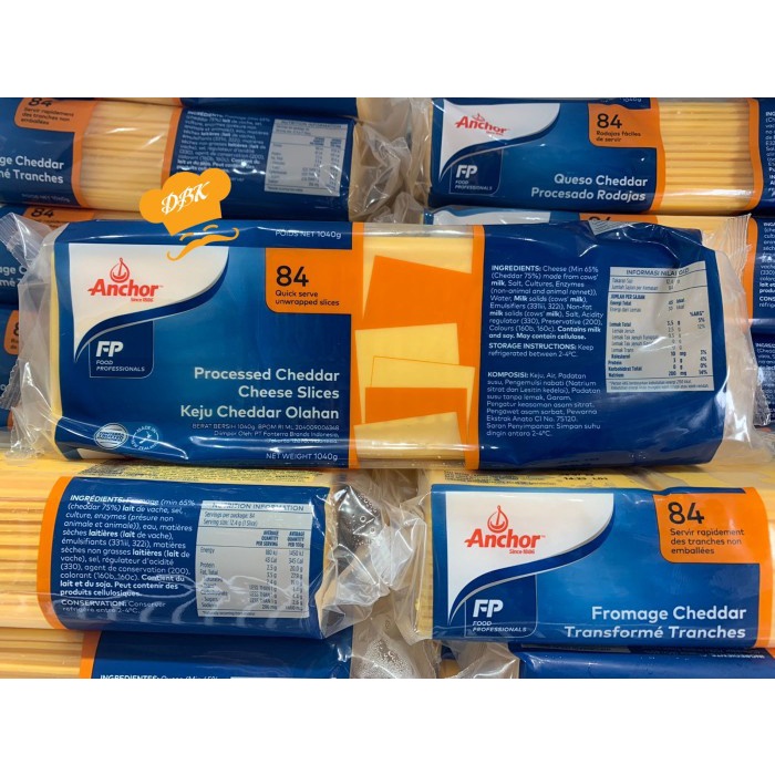 Keju Anchor slice quick melt 1,2kg 84s red cheese cheddar orange