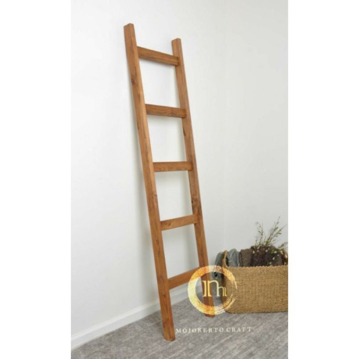 JTTOP LADDER TANGGA KAYU RAK PAKAIAN MUKENA MUSHOLA DEKORASI MINIMALIS