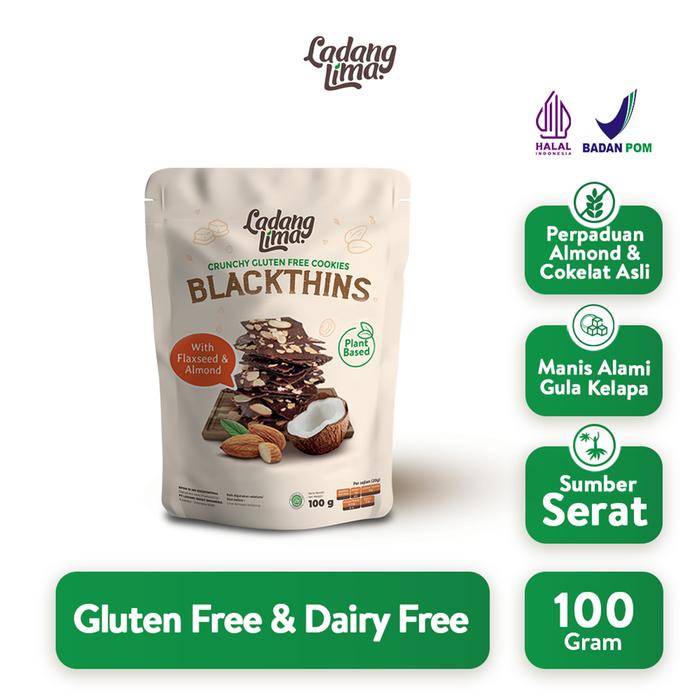 

Blackthins 100gr - Cookies Gluten Free Ladang Lima Snack Coklat Almond Crispy Food Strawberry