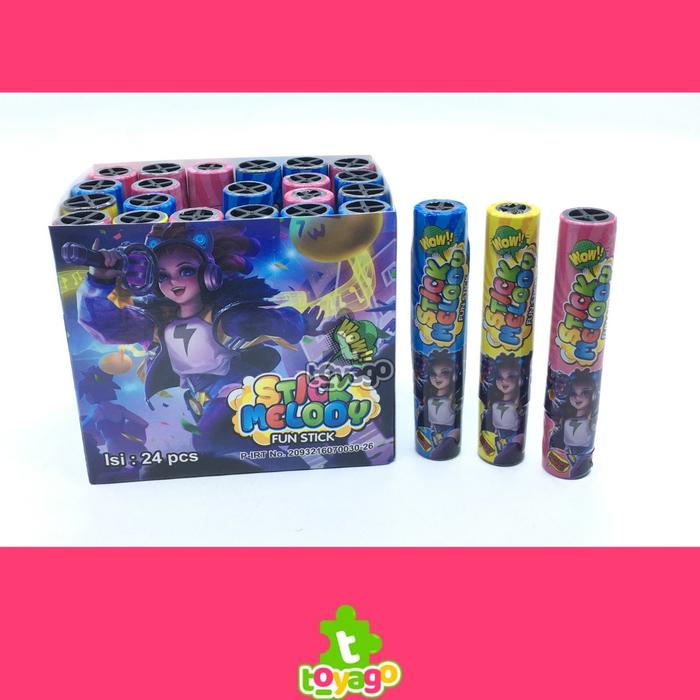 

Permen stick melody isi 24 Pcs Grosir (Stick Melody Toyago toys)